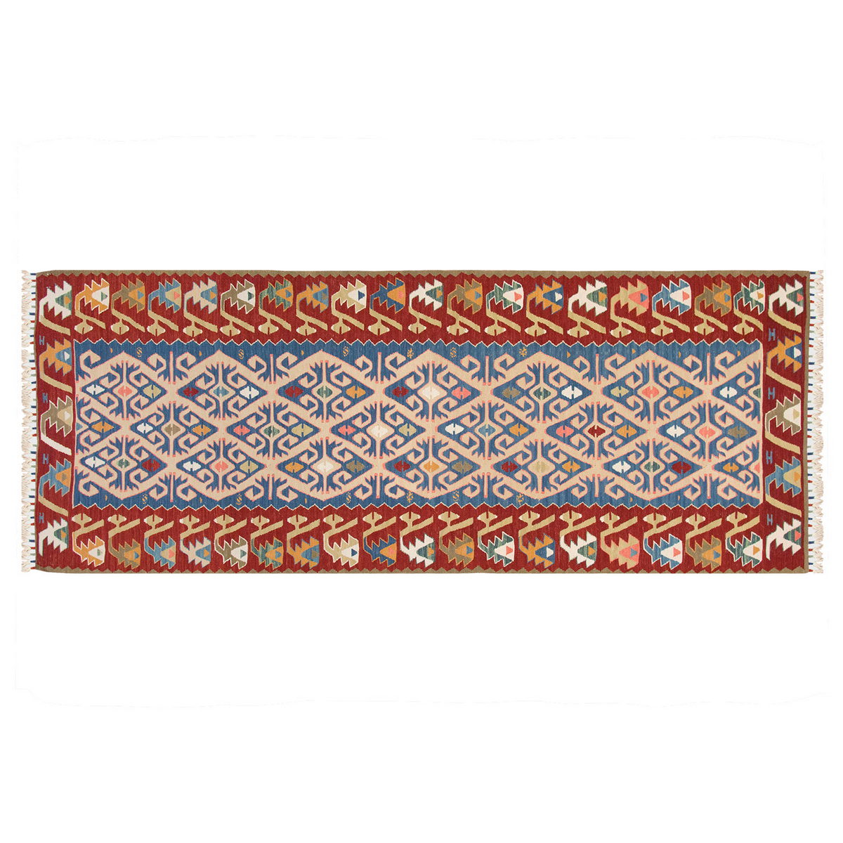 Natural Color Kilim, Oushak Kilim,Handspun Wool Kilim Rug,Handwoven Kilim,New Kilim Rug, 2.9 x 7.2 feet Kilim,3x7 Kilim Rug,Turkish Kilim Rug