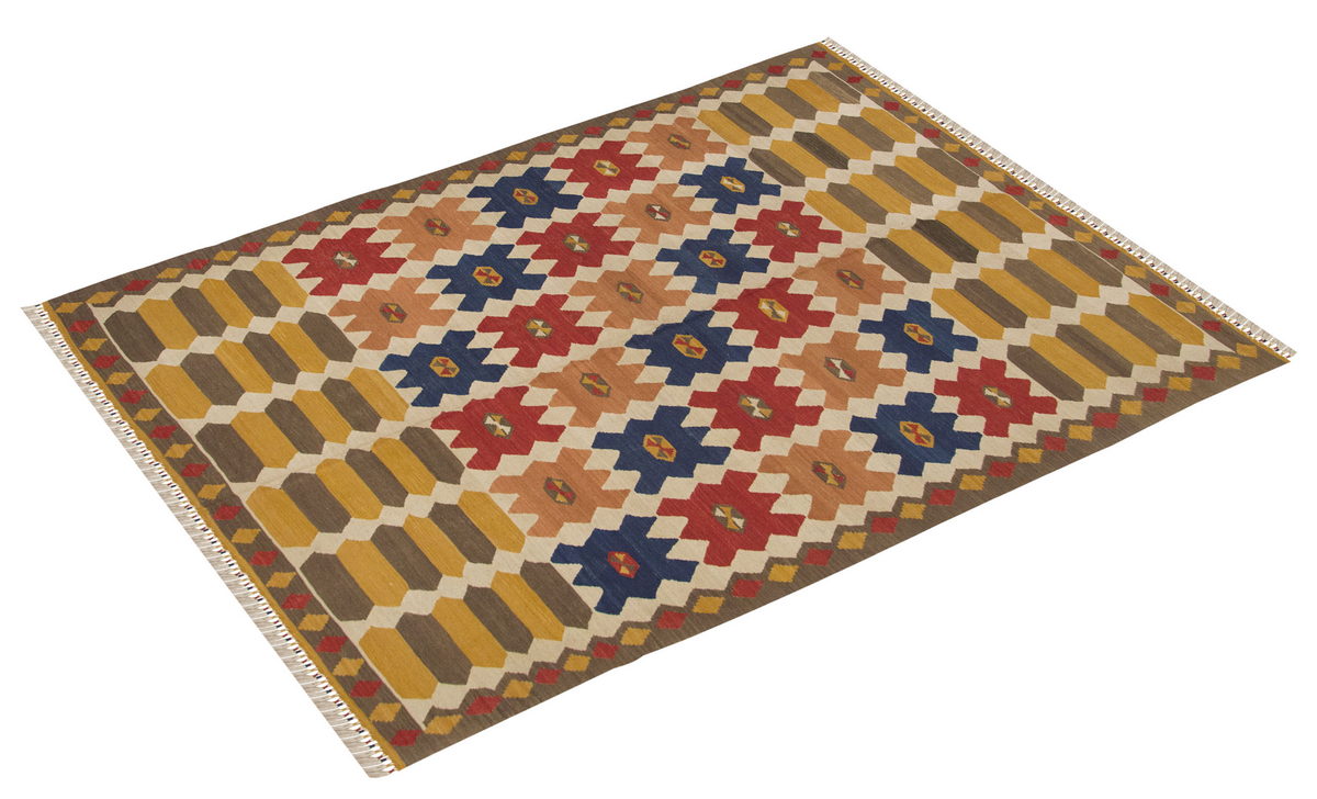 Natural Color Kilim, Oushak Kilim,Handspun Wool Kilim Rug,Handwoven Kilim,New Kilim Rug, 4.10x6.7 feet Kilim,5x7 Kilim Rug,Turkish Kilim Rug