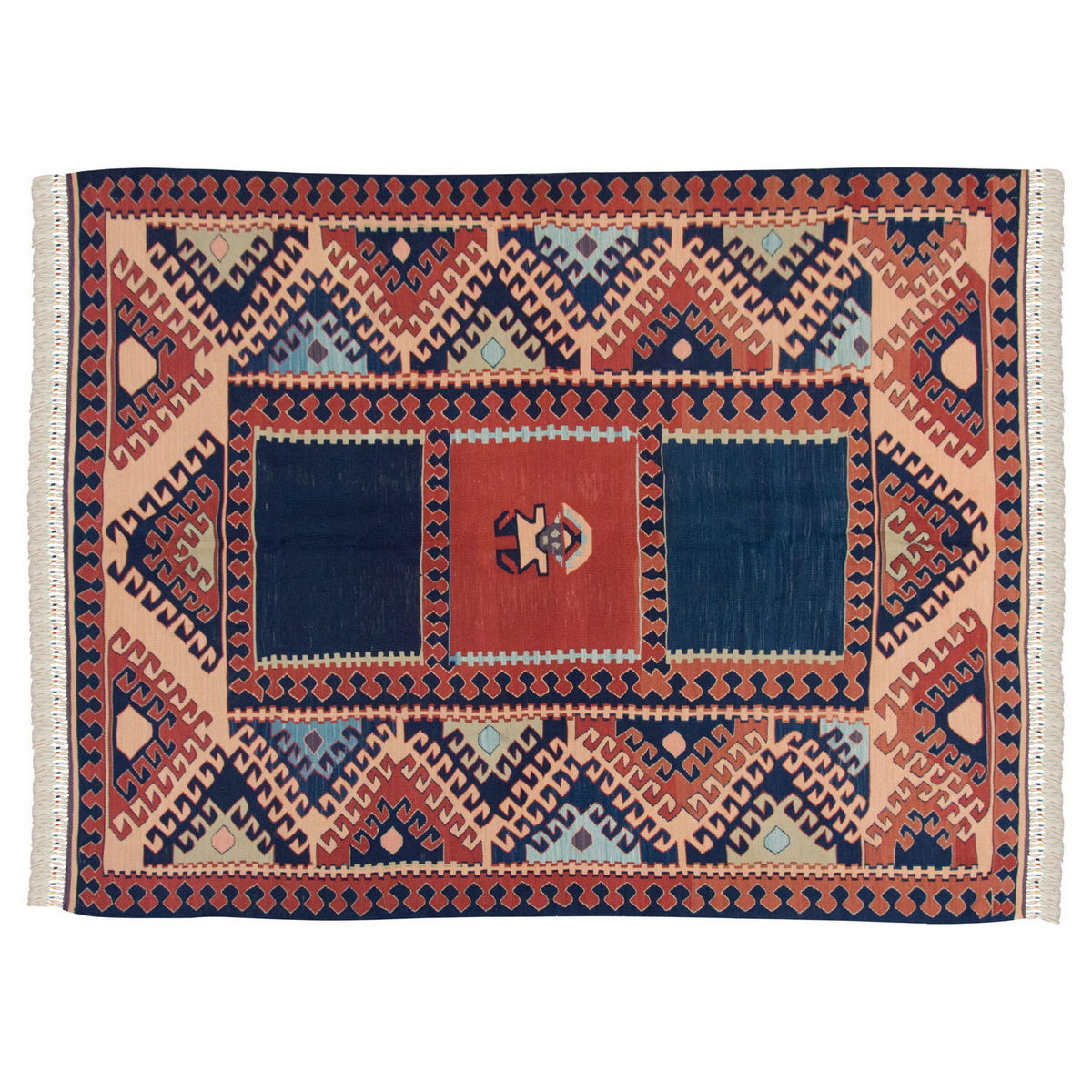 Natural Color Kilim, Oushak Kilim,Handspun Wool Kilim Rug,Handwoven Kilim,New Kilim Rug, 4.11x6.3 feet Kilim,5x6 Kilim Rug,Turkish Kilim Rug