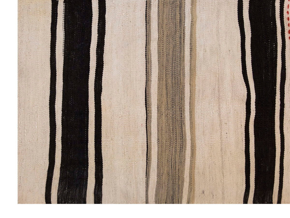 Neutral Kilim 4'1" x 7'7" feet 125 x 230 cm