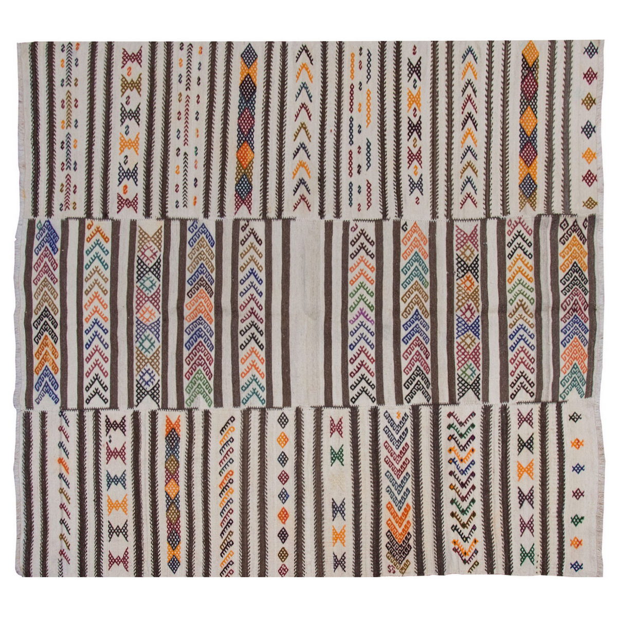 Neutral Kilim 6'5" x 7'5" feet 195 x 227 cm