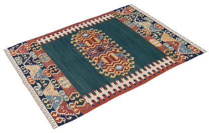 New Kilim Rug, Natural Color Kilim, 3.8x5.4 feet Kilim, 4x5 Kilim Rug,Turkish Kilim Rug,Oushak Kilim,Handwoven Kilim,Handspun Wool Kilim Rug