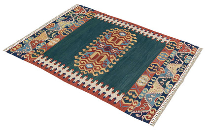 New Kilim Rug, Natural Color Kilim, 3.8x5.4 feet Kilim, 4x5 Kilim Rug,Turkish Kilim Rug,Oushak Kilim,Handwoven Kilim,Handspun Wool Kilim Rug