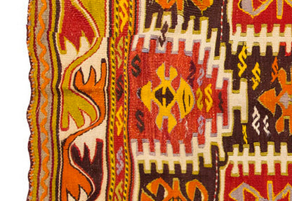 Turkish Vintage Konya Akvıran Kilim 3'4 x 4'8 ft & 102 x 142 cm
