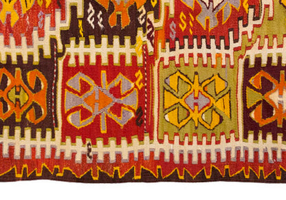 Turkish Vintage Konya Akvıran Kilim 3'4 x 4'8 ft & 102 x 142 cm
