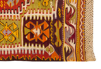 Turkish Vintage Konya Akvıran Kilim 3'4 x 4'8 ft & 102 x 142 cm