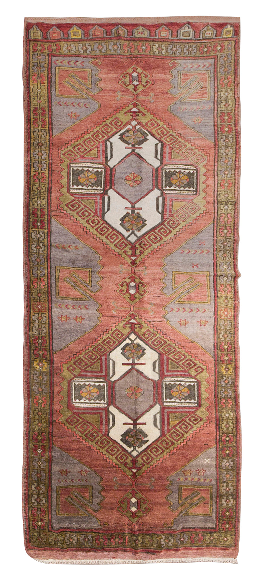 Vintage Turkish Rug, 140 × 280 cm / 4.6 x 9.2 ft Rug, Handmade Wool Anatolian Rug