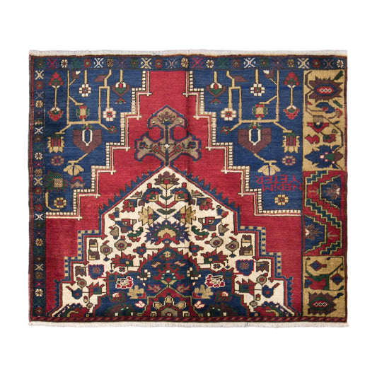 Vintage Konya Taspinar Vagireh Rug, 107 × 120 cm / 3.5 x 3.9 ft Handmade Wool Sample Carpet
