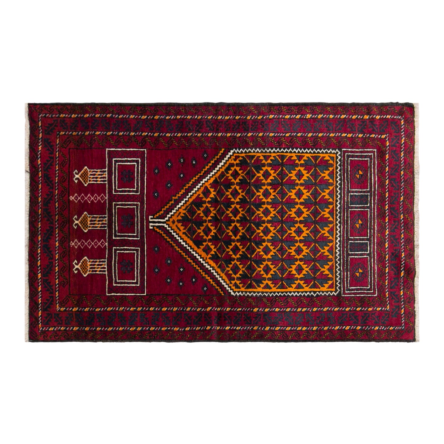 Vintage Turkmen Prayer Rug, 90 × 150 cm / 3 x 4.9 ft Handmade Wool Rug