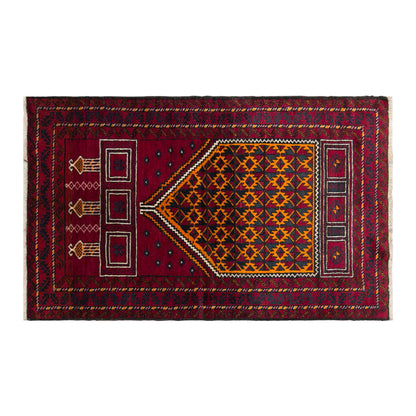 Vintage Turkmen Prayer Rug, 90 × 150 cm / 3 x 4.9 ft Handmade Wool Rug