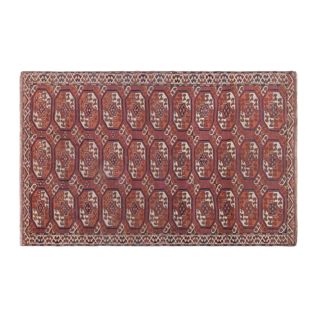 Vintage Turkmen Ensari Rug, 130 × 205 cm / 4.3 x 6.7 ft Handmade Wool Rug