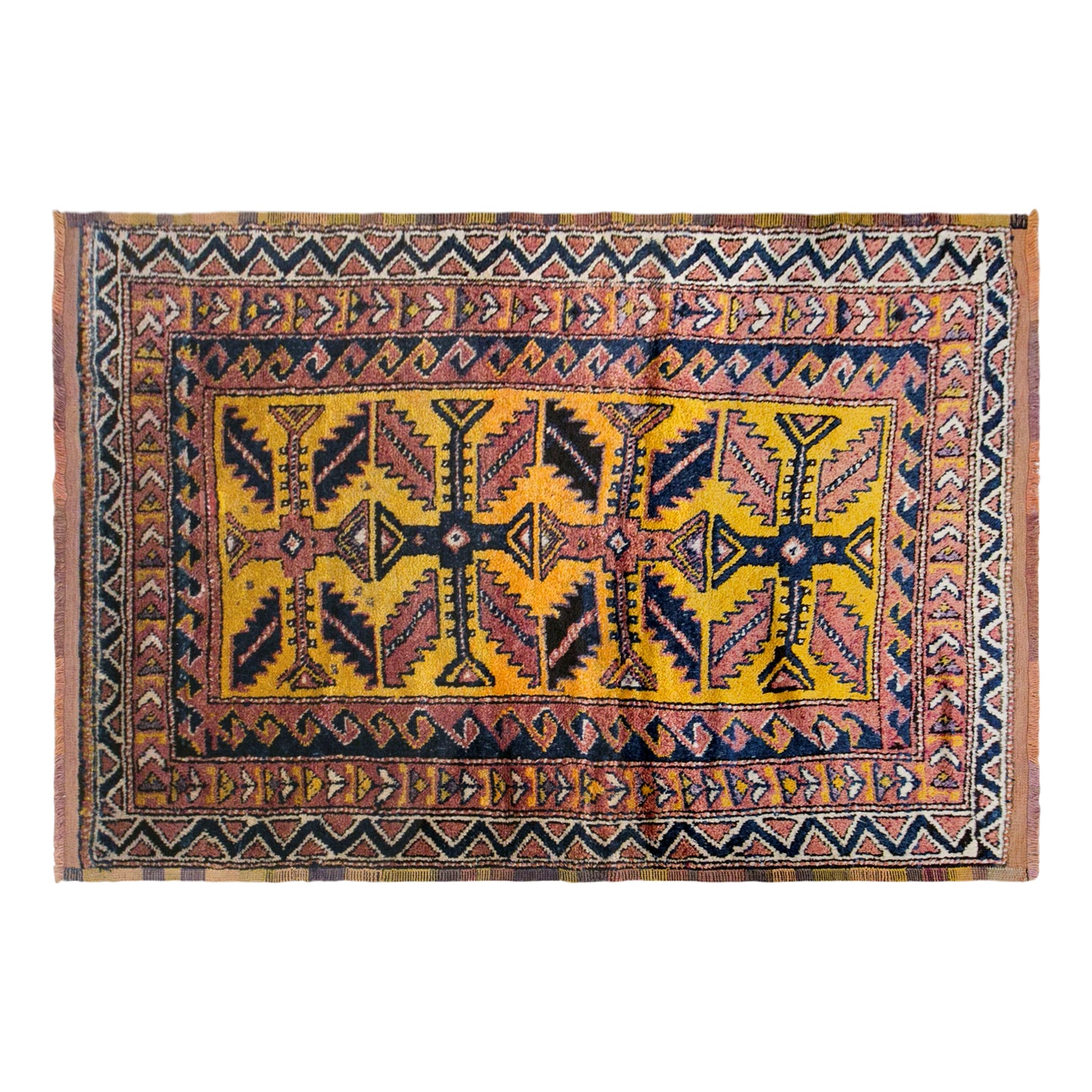 Vintage Kurdish Herki Rug, 145 × 220 cm / 4.8 x 7.2 ft Handmade Wool Rug