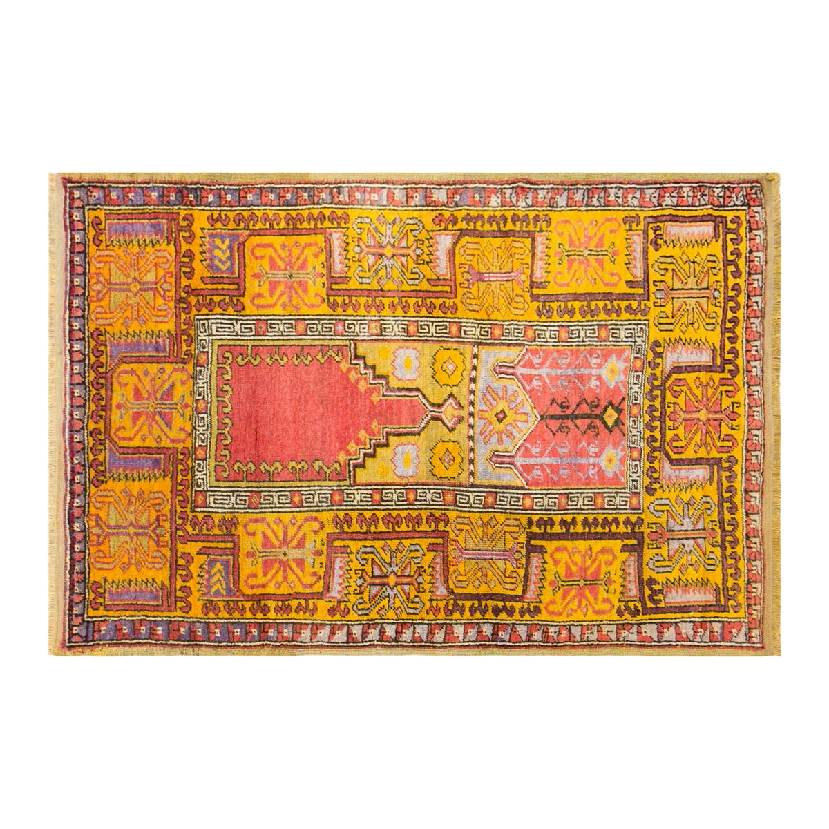 Vintage Konya Prayer Rug, 118 × 160 cm / 3.9 x 5.2 ft Handmade Wool Rug