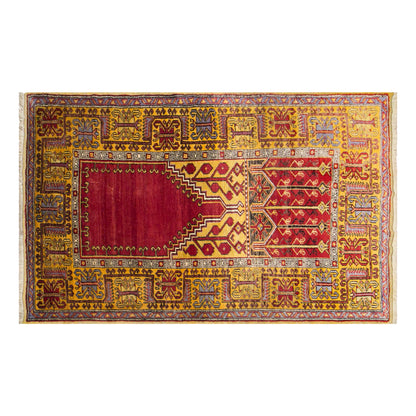 Vintage Konya Prayer Rug, 145 × 230 cm / 4.8 x 7.5 ft Handmade Wool Rug