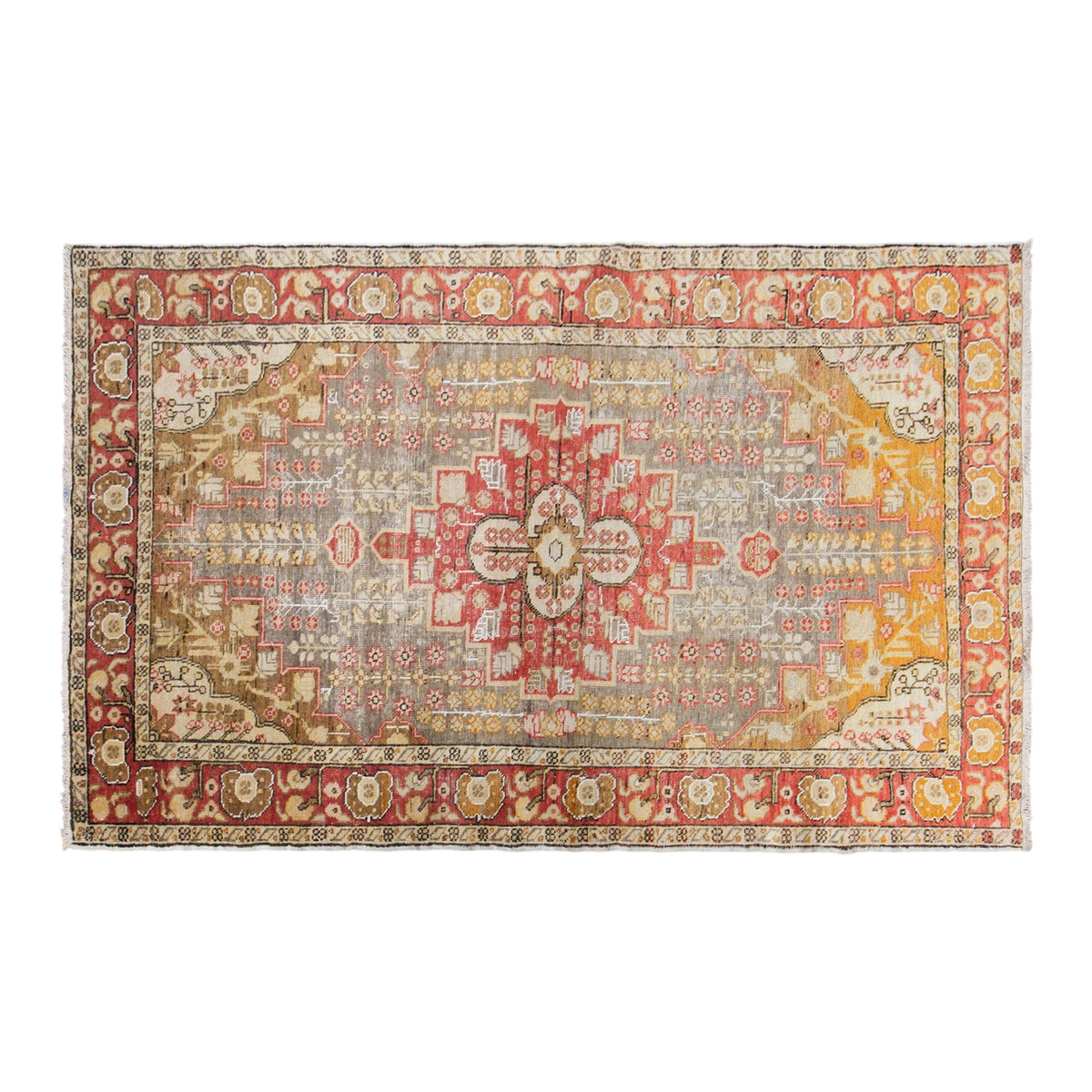 Vintage Kayseri Rug, 133 × 194 cm / 4.4 x 6.4 ft Handmade Wool Rug, Muted Turkish Area Rug