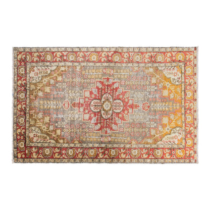 Vintage Kayseri Rug, 133 × 194 cm / 4.4 x 6.4 ft Handmade Wool Rug, Muted Turkish Area Rug