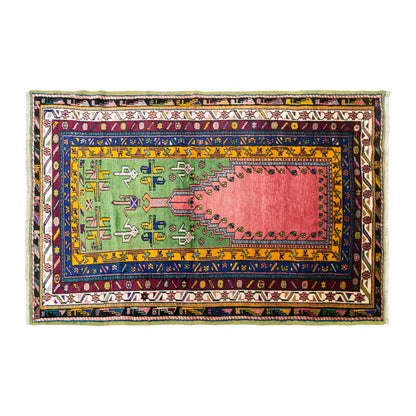 Vintage Konya Prayer Rug, 135 × 210 cm / 4.4 x 6.9 ft Handmade Wool Rug