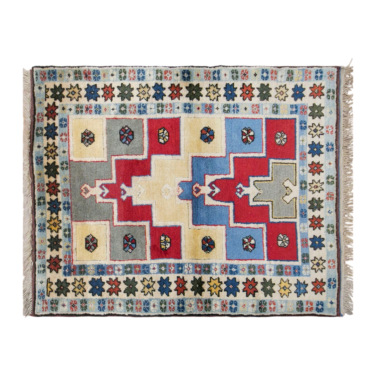 Vintage Turkish Rug, 105 × 117 cm / 3.4 x 3.8 ft Handmade Wool Rug