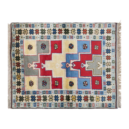 Vintage Turkish Rug, 105 × 117 cm / 3.4 x 3.8 ft Handmade Wool Rug