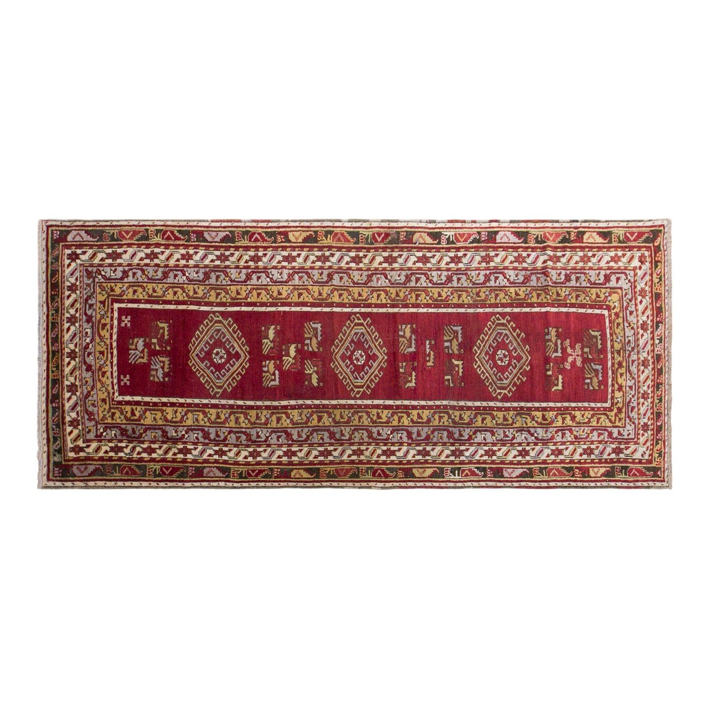 Vintage Konya Ladik Runner Rug, 132 x 350 cm / 4.3 x 11 ft Handmade Wool Rug