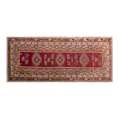 Vintage Konya Ladik Runner Rug, 132 x 350 cm / 4.3 x 11 ft Handmade Wool Rug