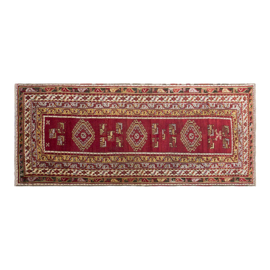 Vintage Konya Ladik Runner Rug, 132 x 350 cm / 4.3 x 11 ft Handmade Wool Rug