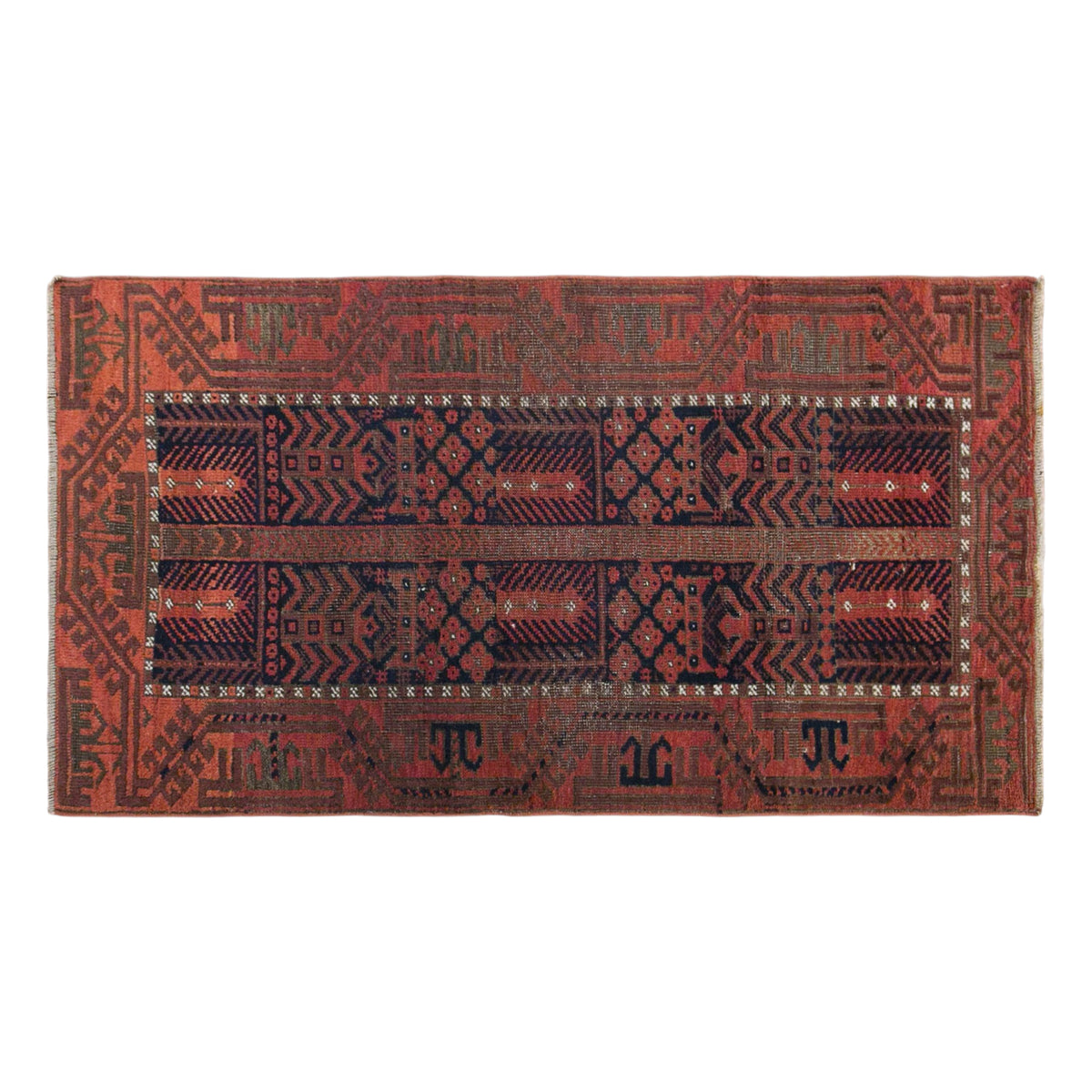Vintage Baluch Rug, 75 × 150 cm / 2.5 x 4.9 ft Handmade Wool Rug