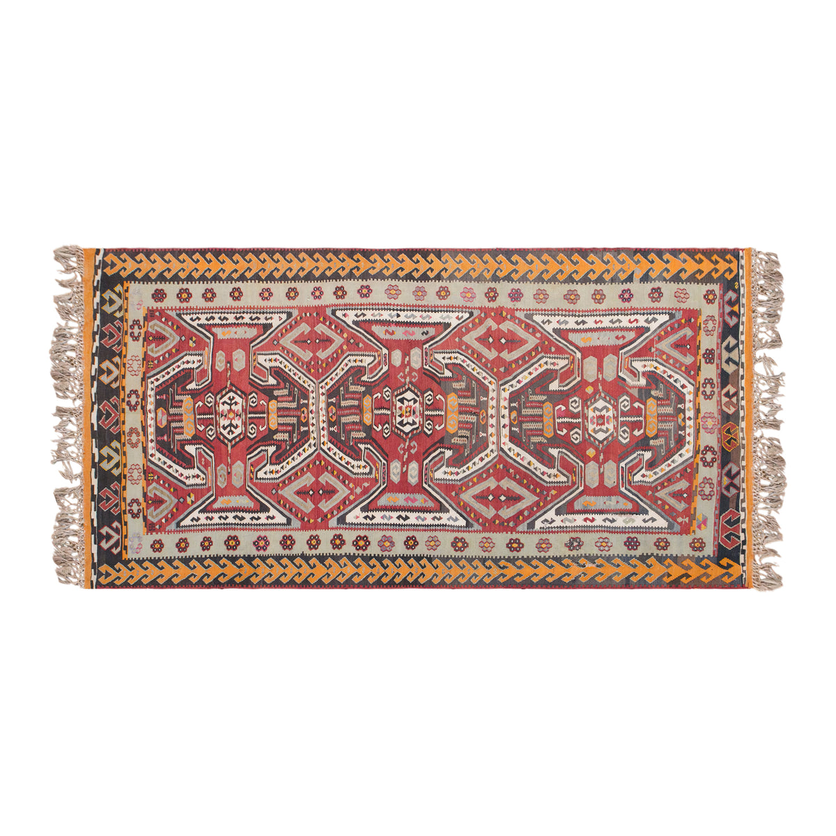 Vintage Hattuşaş kilim, 195 x 406 cm / 6.4 x 13 feet