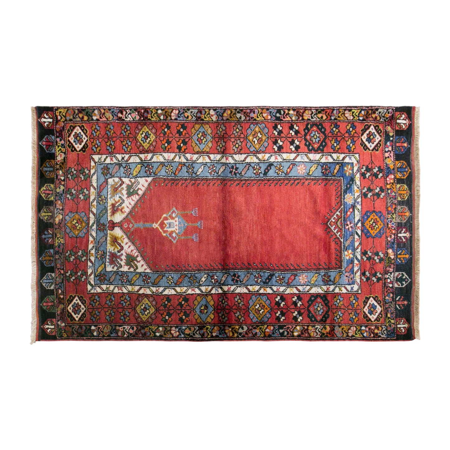 Vintage Konya Prayer Rug, 114 × 200 cm / 3.7 x 6.6 ft Handmade Wool Rug