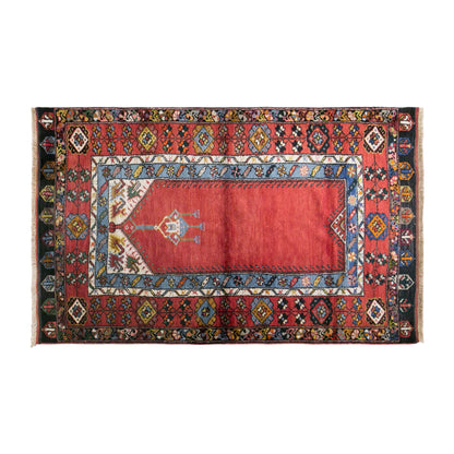Vintage Konya Prayer Rug, 114 × 200 cm / 3.7 x 6.6 ft Handmade Wool Rug
