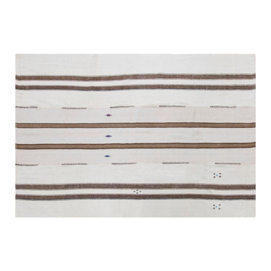 Vintage Turkish Minimal Kilim Rug, 200 × 230 cm / 6.6 x 7.5 ft Handmade Wool Flatweave Rug