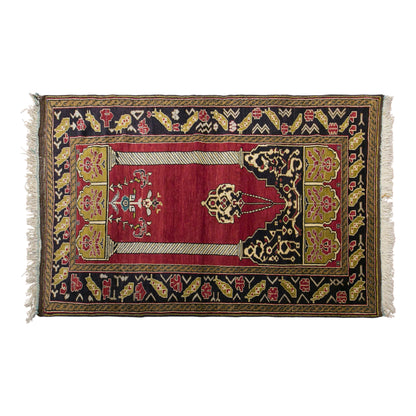 Vintage Konya Karapınar Rug, 128 x 200 cm / 4.2 x 6.6 ft Handmade Wool Prayer Rug