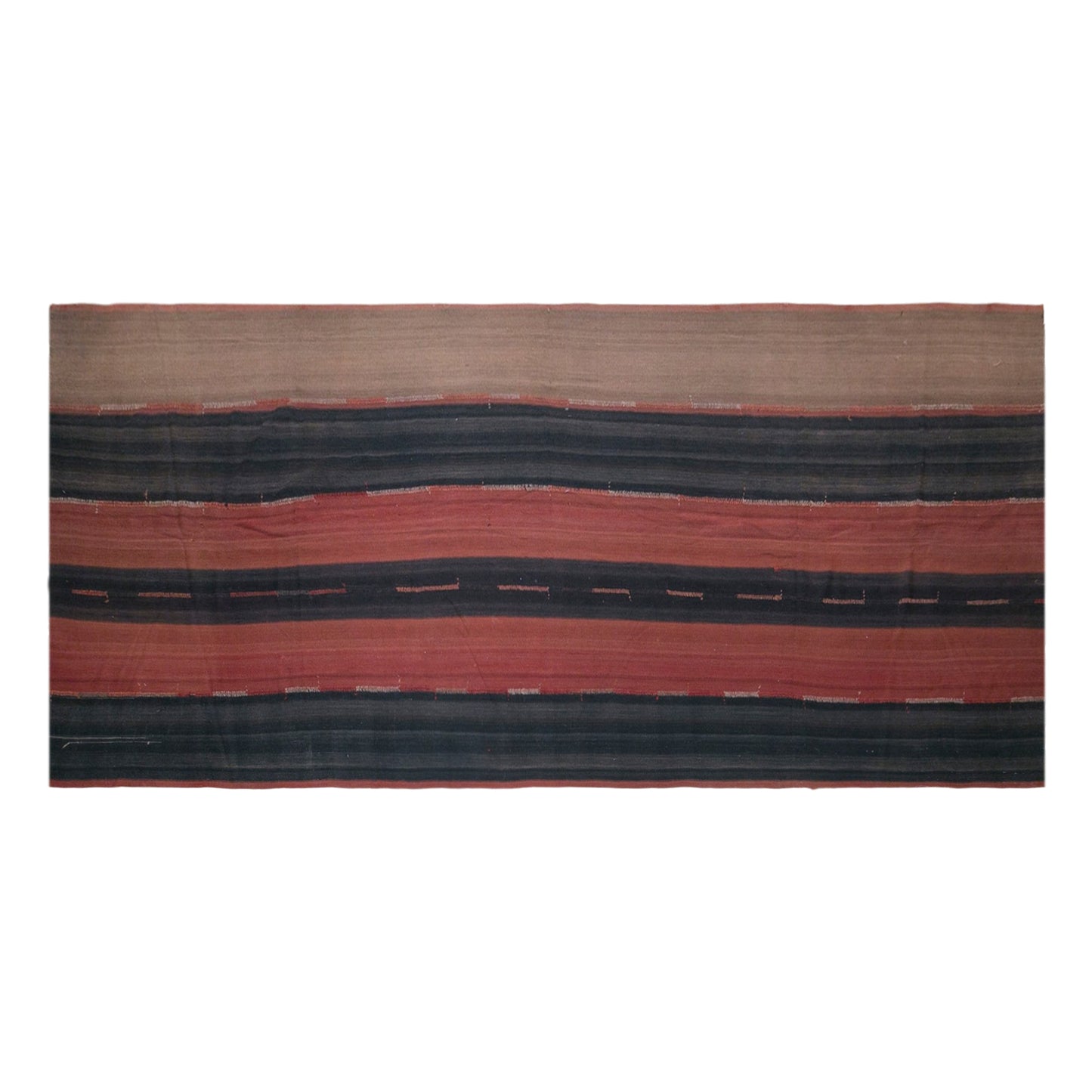 Vintage Turkish Curtain Kilim Rug, 6.4 x 16 ft, 195 x 495 cm, Handwoven Turkish Wool Kilim