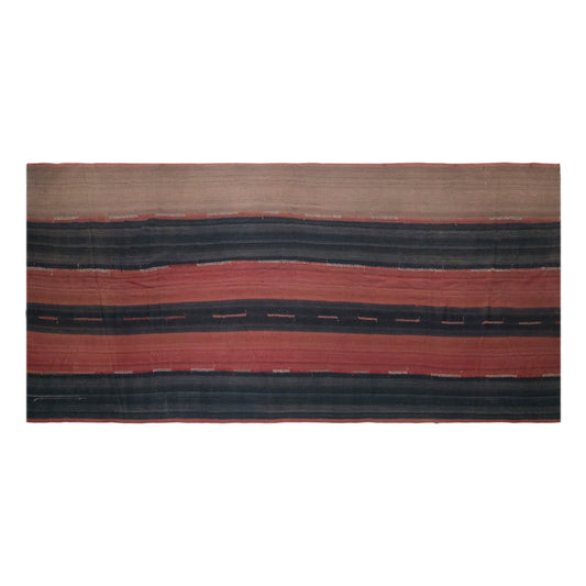 Vintage Turkish Curtain Kilim Rug, 6.4 x 16 ft, 195 x 495 cm, Handwoven Turkish Wool Kilim