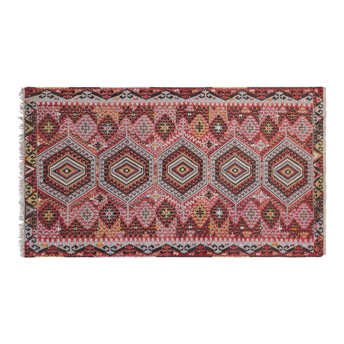 Vintage Oushak Kilim, 190 x 360 cm / 6.2 x 12 feet
