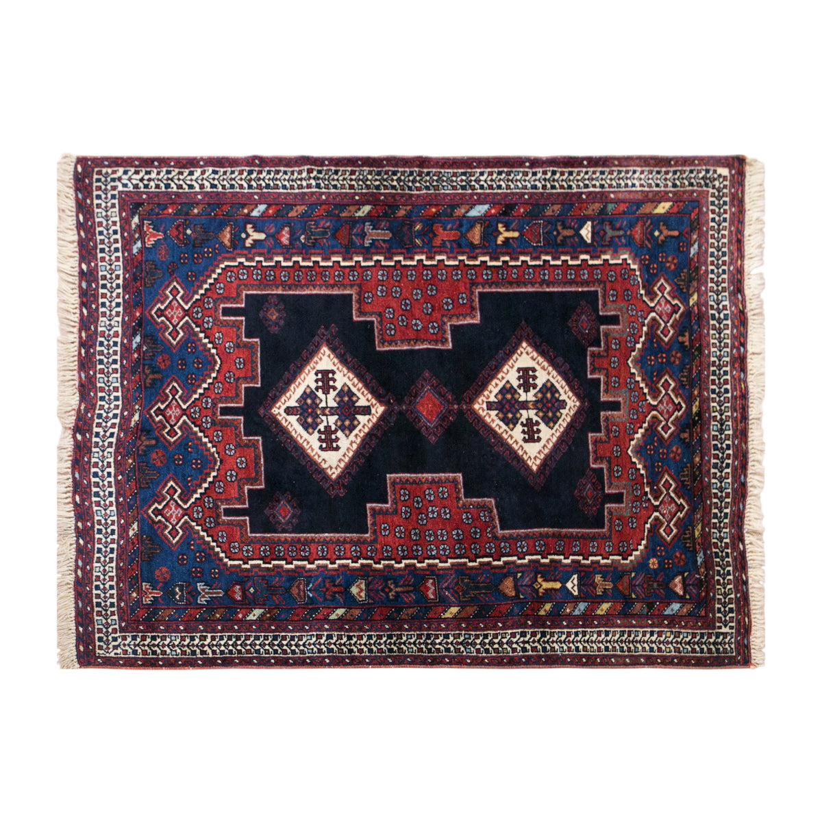 Vintage Turkish Small Rug, 125 x 145 cm / 4.1 x 4.8 feet