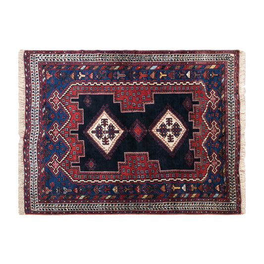 Vintage Turkish Small Rug, 125 x 145 cm / 4.1 x 4.8 feet