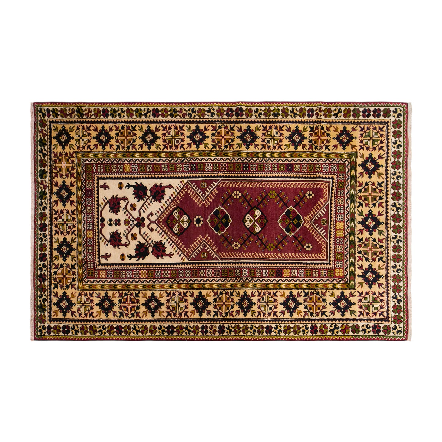 Vintage Milas Rug, 135 × 210 cm / 4.4 x 6.9 ft Handmade Wool Rug