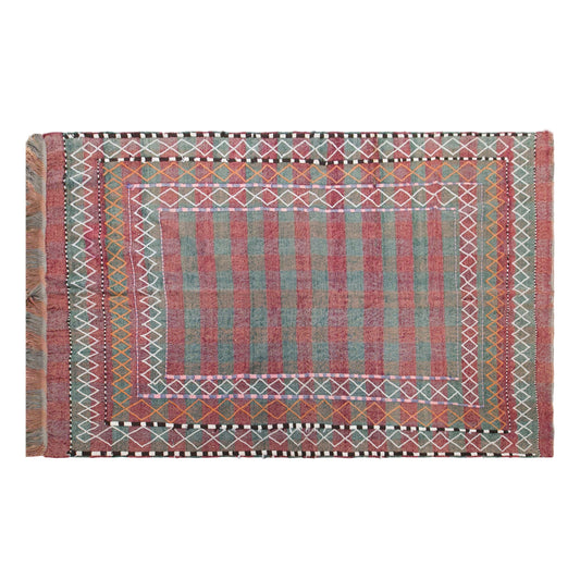 Vintage Caucasian Verneh Rug, 150 × 225 cm / 4.9 x 7.4 ft Rug, Handmade Wool Flatweave