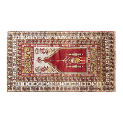 Antique Cappadocia Prayer Rug, 120 × 200 cm / 3.9 x 6.6 ft Handmade Wool Rug