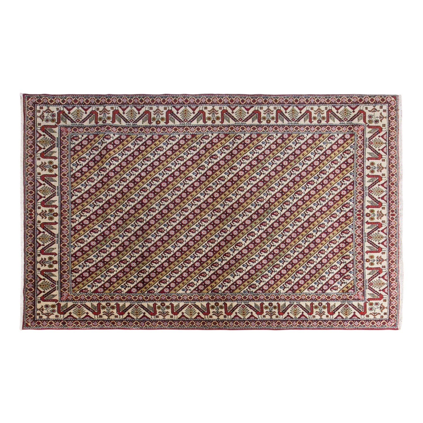 Vintage Sivas Shal Design Rug, 130 × 175 cm / 4.3 x 5.7 ft Handmade Wool Rug