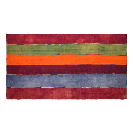Vintage Turkish Curtain Kilim Rug, 6.7 x 15 ft, 205 x 458 cm, Handwoven Turkish Wool Kilim