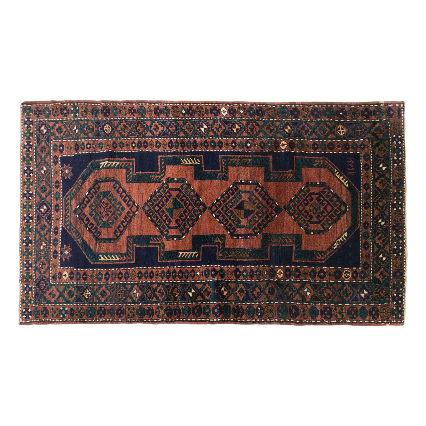 Vintage Caucasian Azerbaijan Rug, 122 × 230 cm / 4 x 7.5 ft Handmade Wool Rug