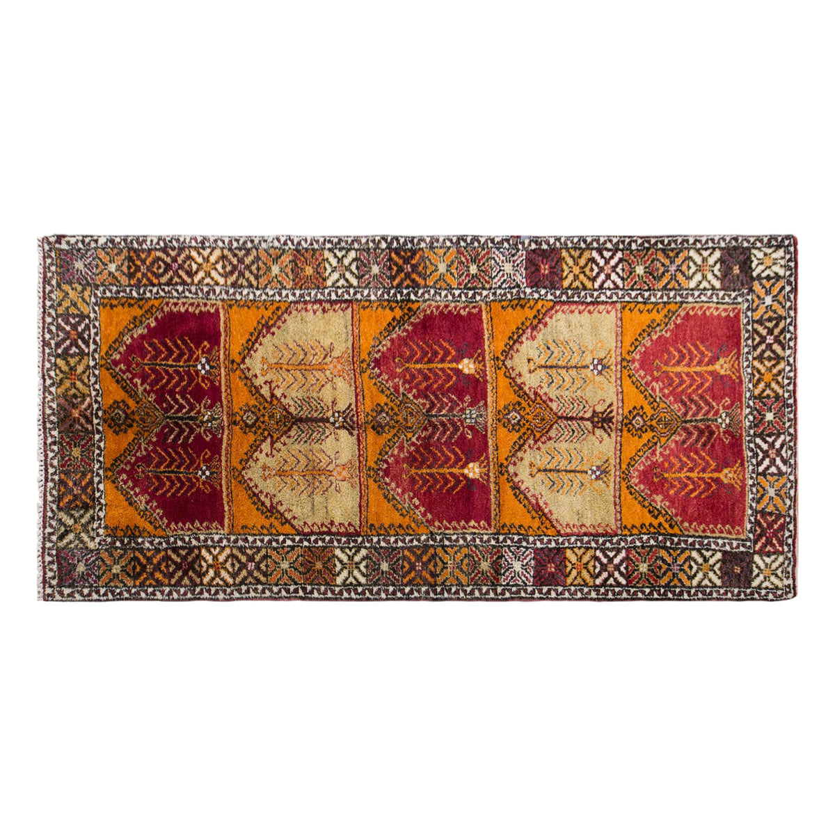 Vintage Konya High Pile Rug, 150 × 375 cm / 4.9 x 12 ft Rug, Handmade Wool Turkish Rug