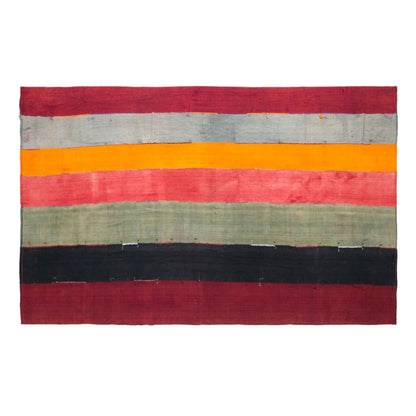 Vintage Turkish Curtain Kilim Rug, 9.7 x 13 ft, 296 x 400 cm, Handwoven Turkish Wool Kilim