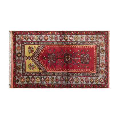 Vintage Konya Prayer Rug, 115 × 200 cm / 3.8 x 6.6 ft Handmade Wool Rug