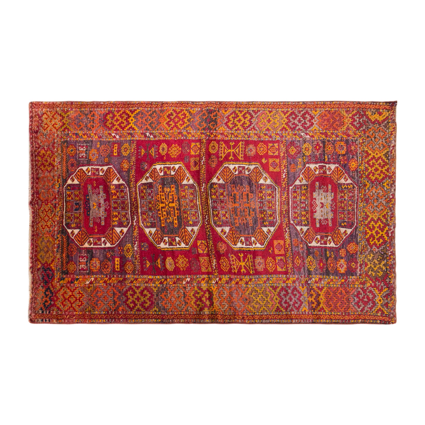 Vintage Konya Cihanbeyli Kurdish Rug, 135 × 230 cm / 4.4 x 7.5 ft Handmade Wool Rug