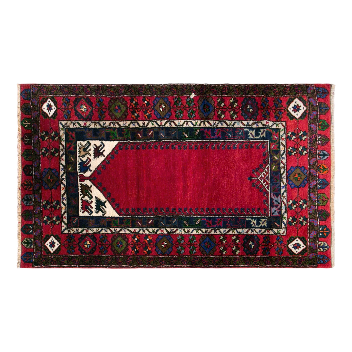 Vintage Konya Prayer Rug, 117 × 200 cm / 3.8 x 6.6 ft Handmade Wool Rug