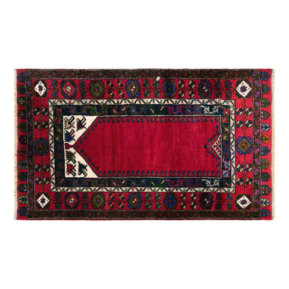 Vintage Konya Prayer Rug, 117 × 200 cm / 3.8 x 6.6 ft Handmade Wool Rug