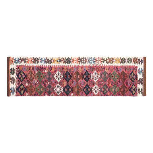 Antique Kilim Runner, 85 × 345 cm / 2.8 x 11 ft Rug, Handmade Wool Half Kilim